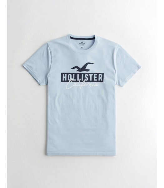Hollister Light Blue Logo Graphic Tee